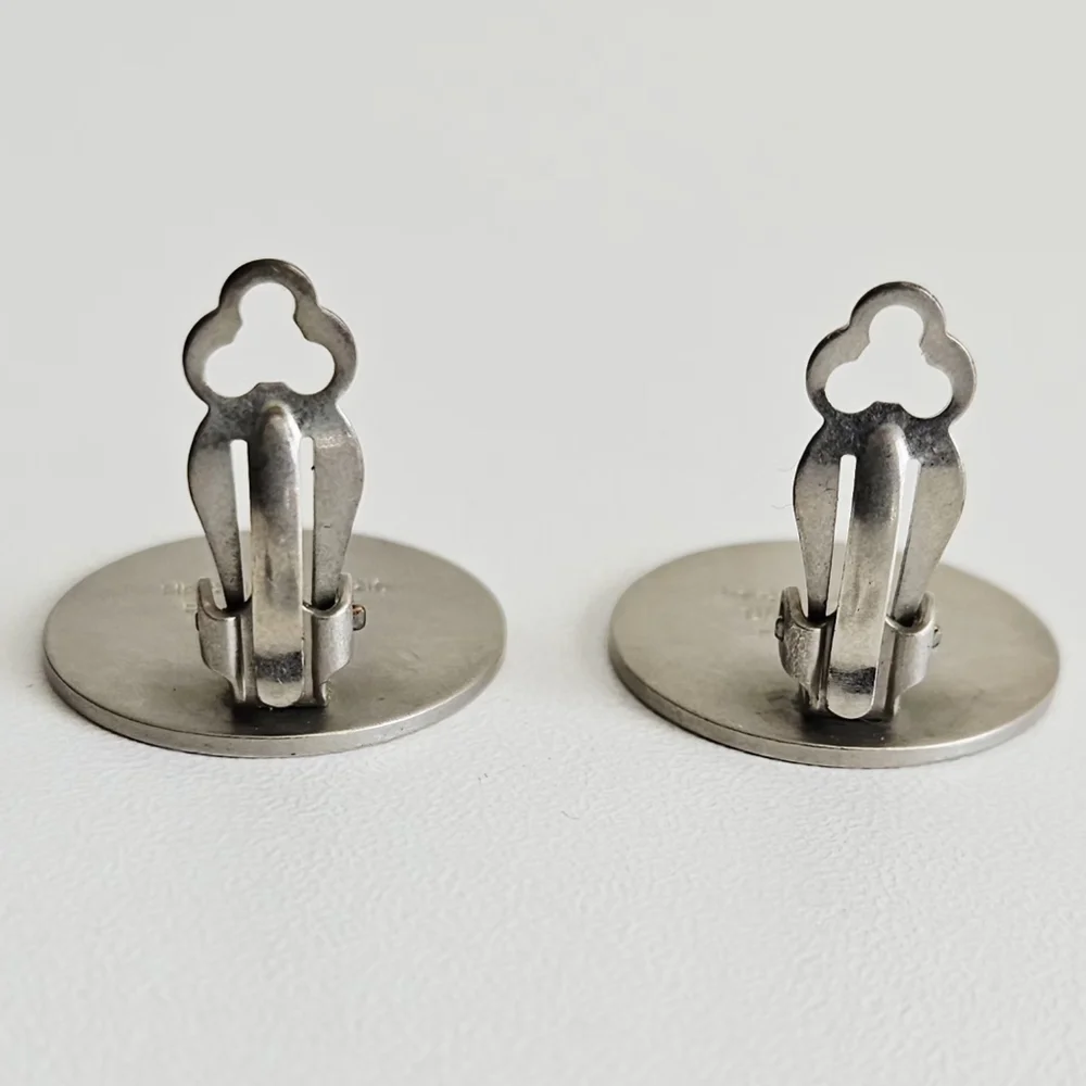 Hermès Clou de Selle Silver-tone Clip-on Earrings - Picture 5 of 6